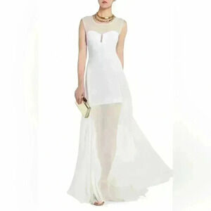 BCBG MAXAZRIA WHITE SHEER GOWN SIZE SMALL